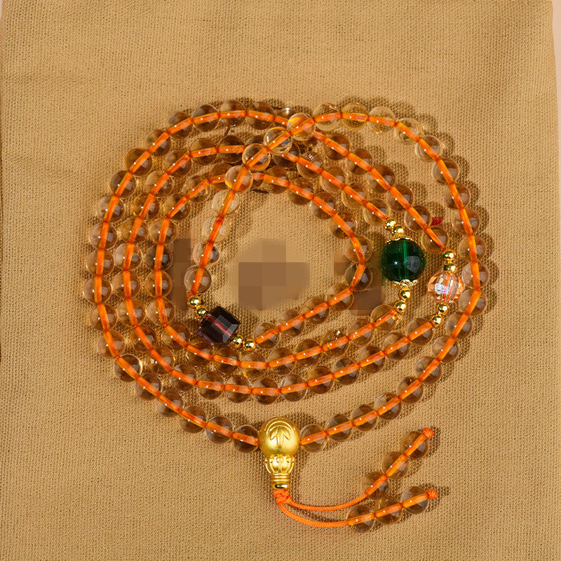 108 Mala Beads Citrine and Liuli Meditation Bracelet