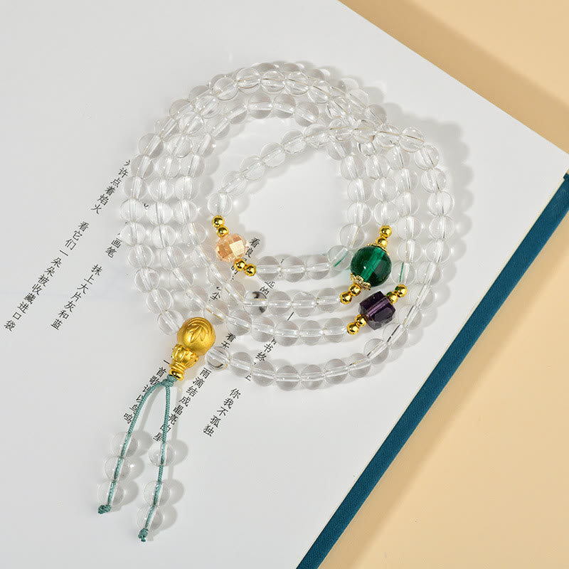 108 Mala Beads White Crystal Clarity Bracelet