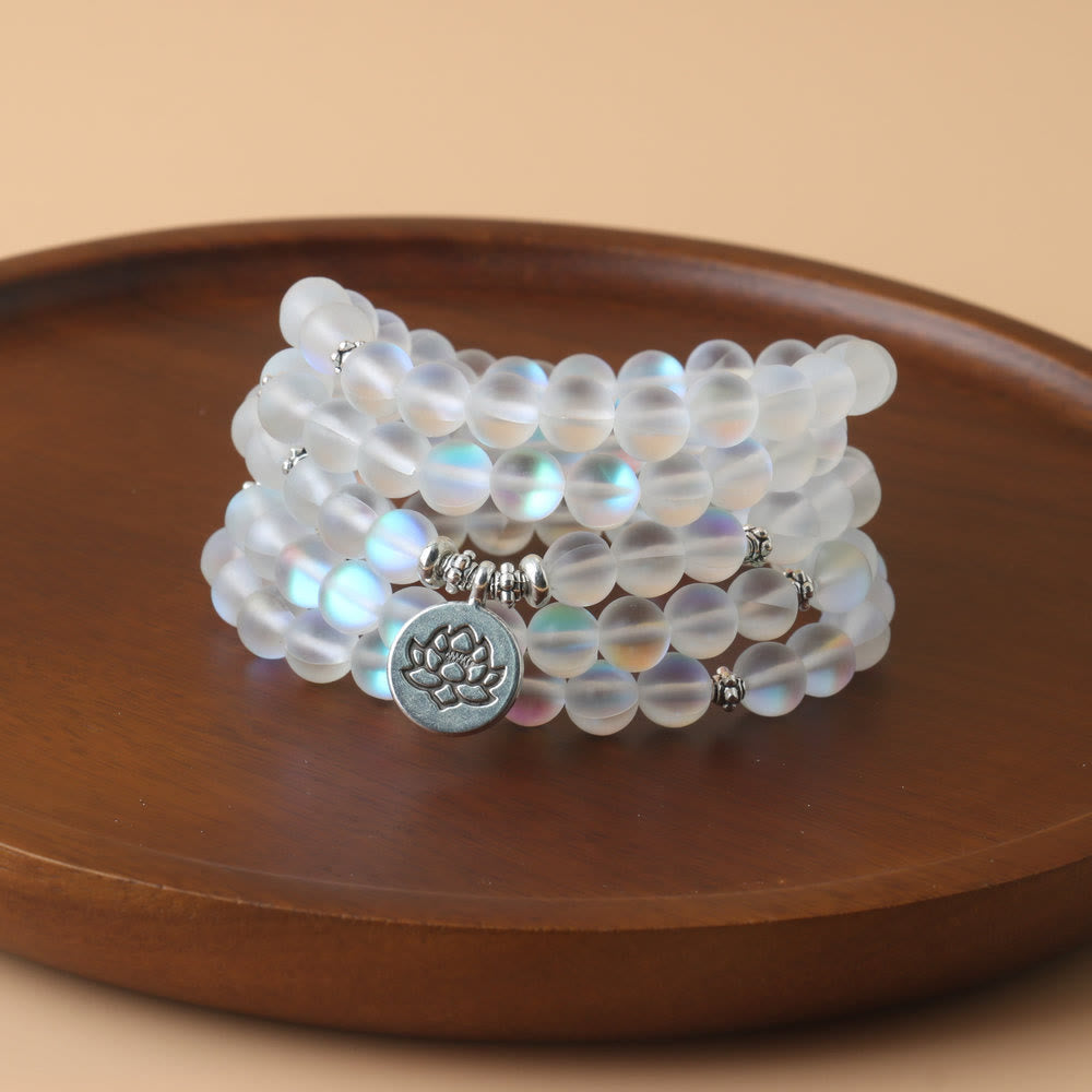108 Mala Beads Glitter Stone Lotus Enlightenment Bracelet