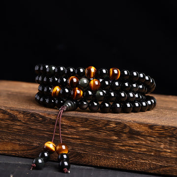 108 Mala Beads Black Obsidian lce Obsidian Fulfilment Bracelet