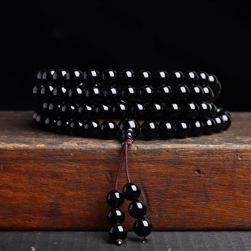 108 Mala Beads Black Obsidian lce Obsidian Fulfilment Bracelet