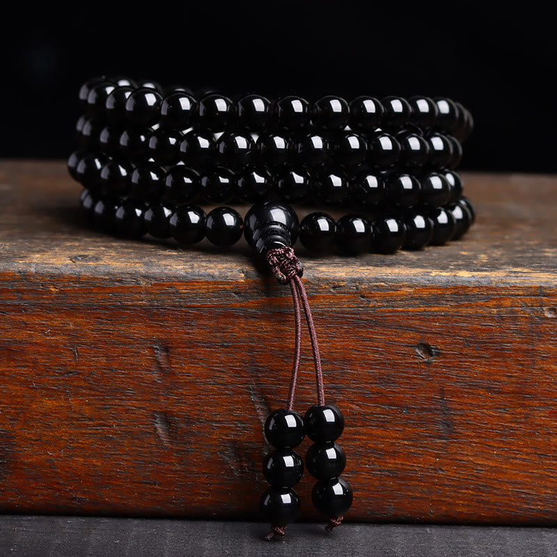 108 Mala Beads Black Obsidian lce Obsidian Fulfilment Bracelet