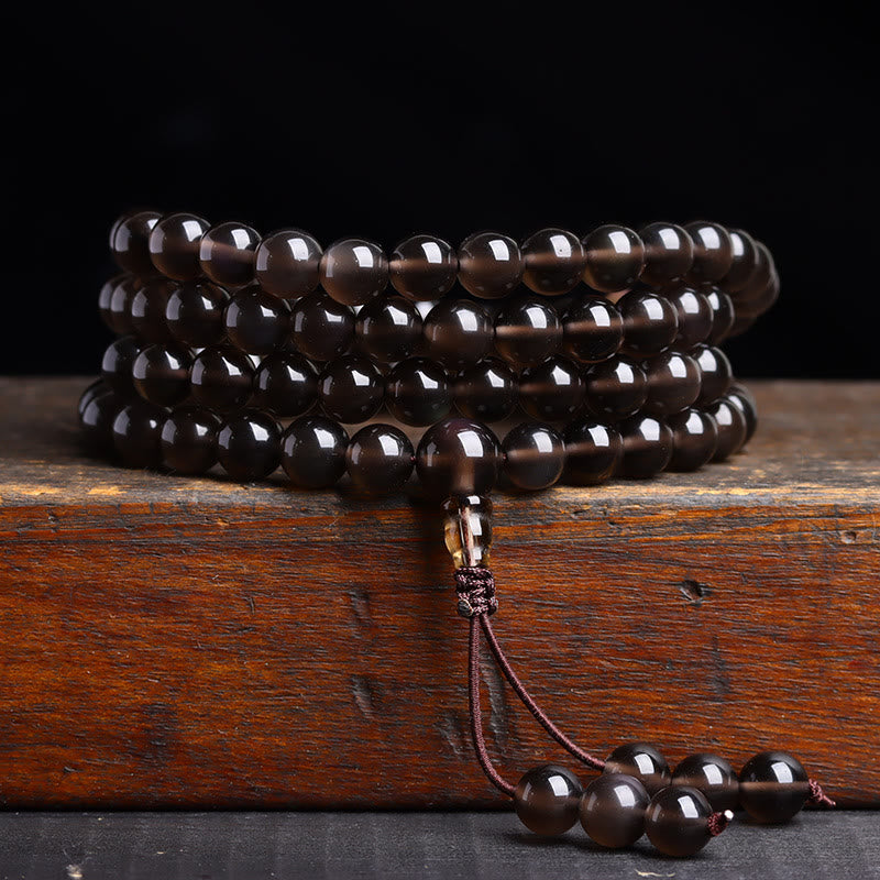 108 Mala Beads Black Obsidian lce Obsidian Fulfilment Bracelet