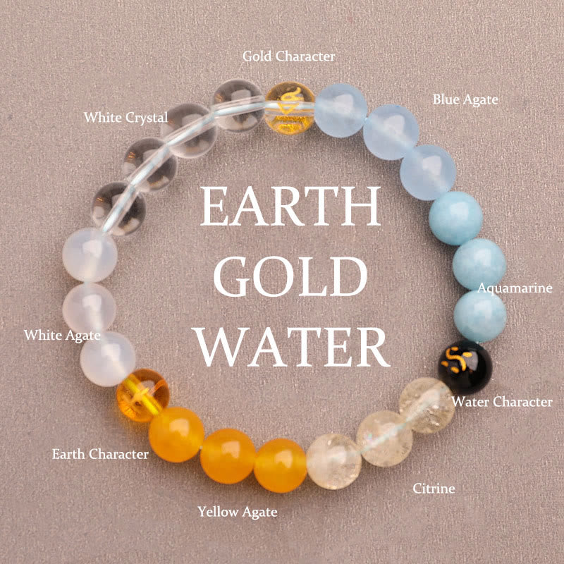 Five Elements Various Agate Crystal Green Strawberry Quartz Sun Stone Wealth Bracelet