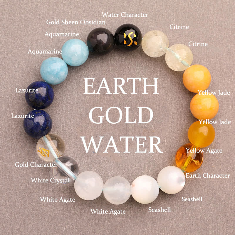 Five Elements Various Agate Crystal Green Strawberry Quartz Sun Stone Wealth Bracelet
