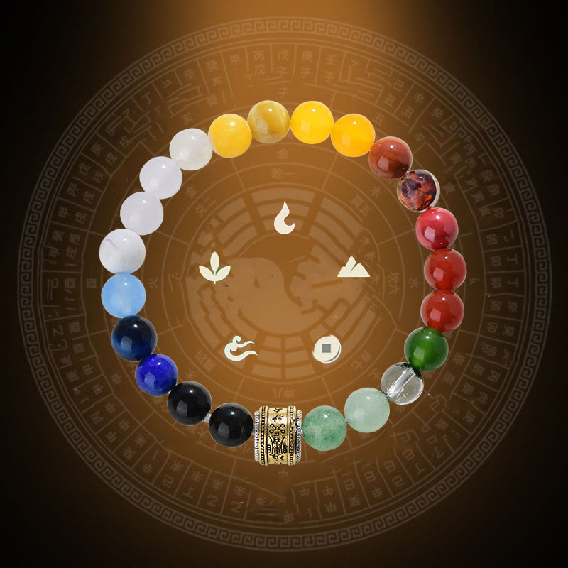 Five Elements Various Agate Crystal Red Agate Gold Sheen Obsidian Yellow Agate Luck Bracelet