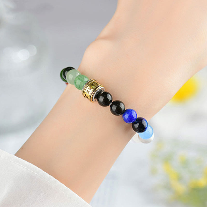 Five Elements Various Agate Crystal Red Agate Gold Sheen Obsidian Yellow Agate Luck Bracelet