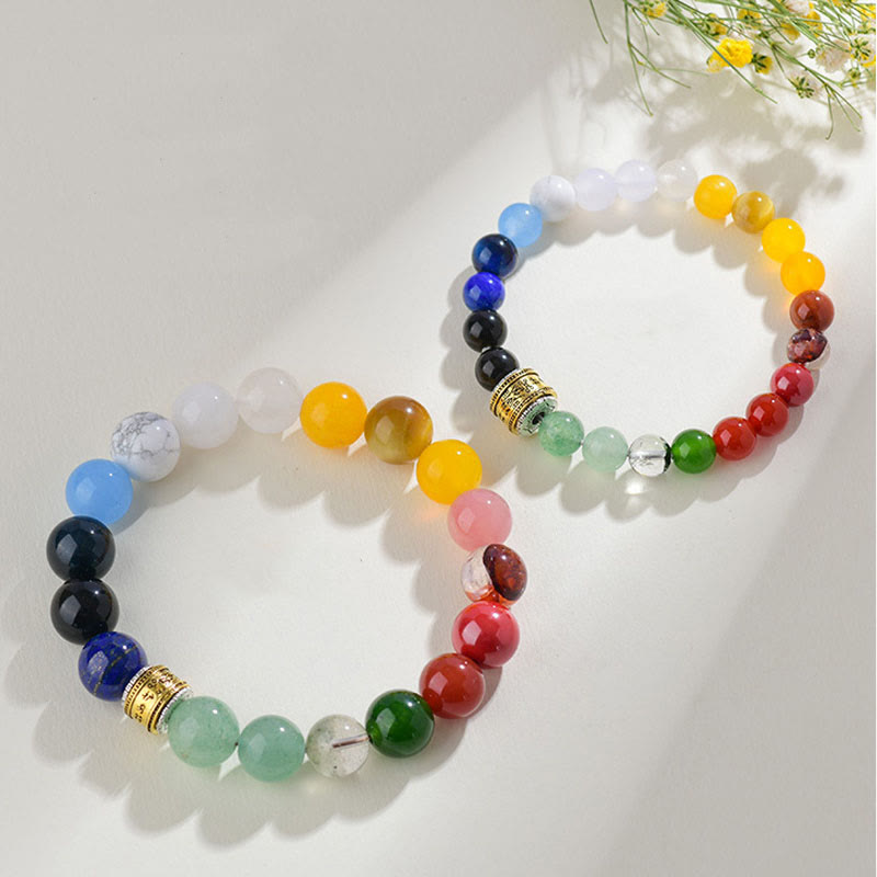 Five Elements Various Agate Crystal Red Agate Gold Sheen Obsidian Yellow Agate Luck Bracelet