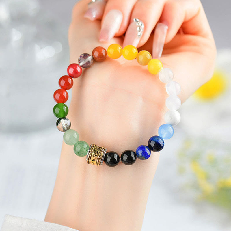 Five Elements Various Agate Crystal Red Agate Gold Sheen Obsidian Yellow Agate Luck Bracelet