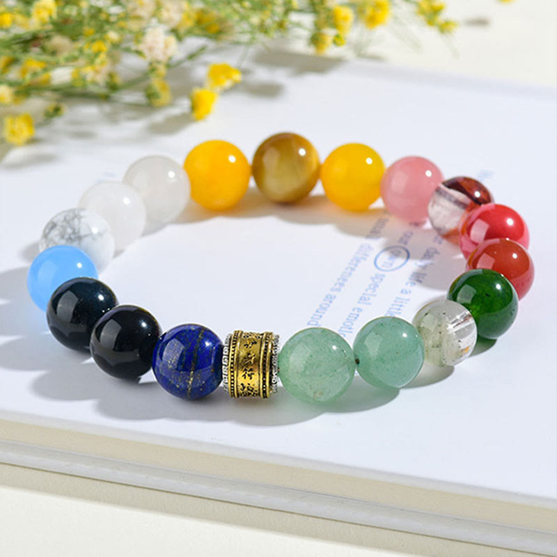 Five Elements Various Agate Crystal Red Agate Gold Sheen Obsidian Yellow Agate Luck Bracelet