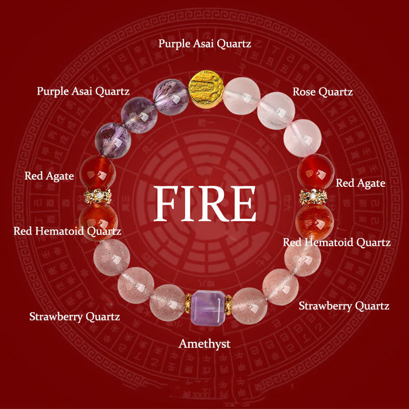 Five Elements Various Agate Crystal Green Phantom Rutilated Quartz Green Grape Agate Malachite Luck Bracelet