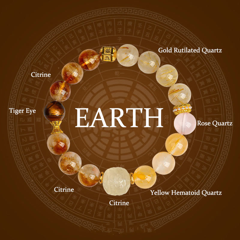 Five Elements Various Agate Crystal Green Phantom Rutilated Quartz Green Grape Agate Malachite Luck Bracelet
