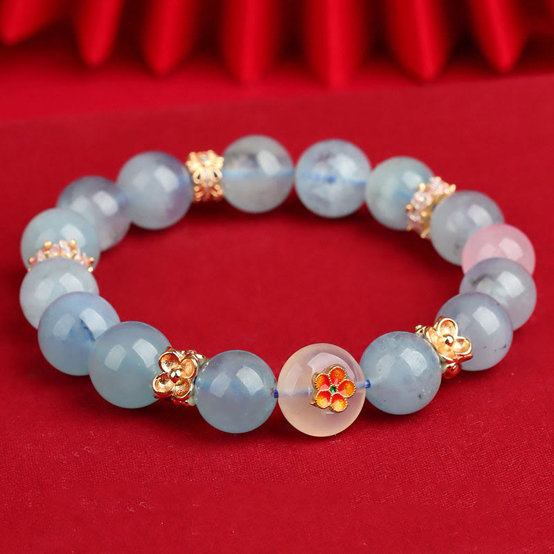 Five Elements Various Agate Crystal Green Phantom Rutilated Quartz Green Grape Agate Malachite Luck Bracelet