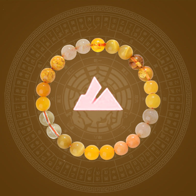 Five Elements Various Agate Crystal Rutilated Quartz Tiger Eye Yellow Agate Citrine Luck Bracelet