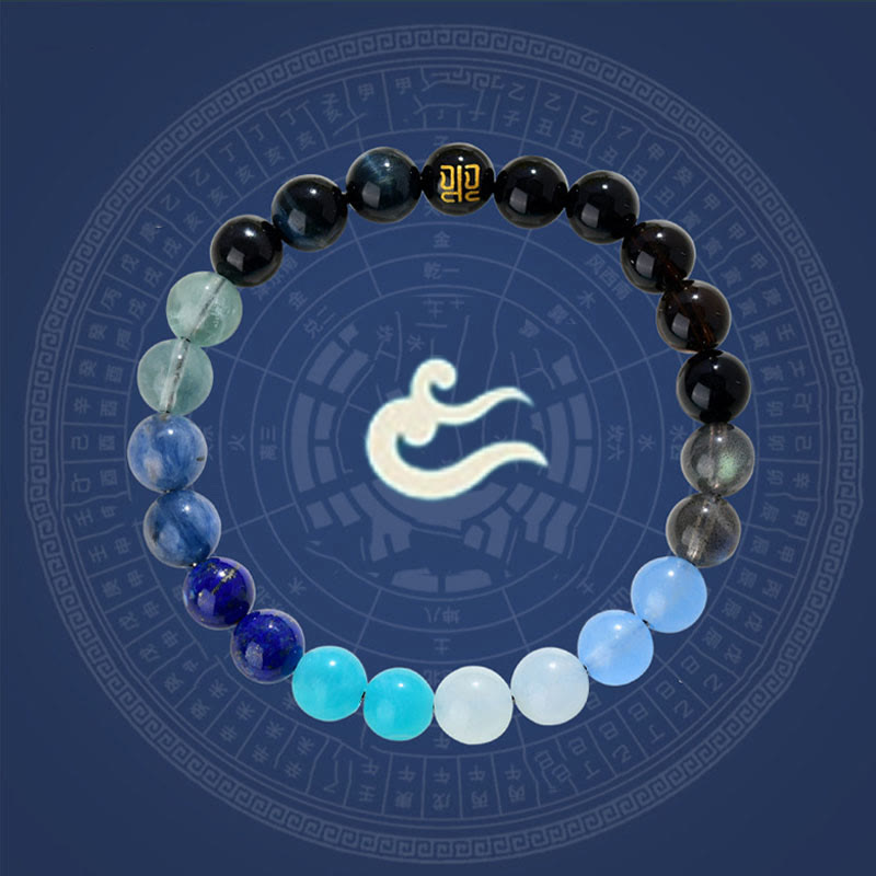 Five Elements Various Agate Crystal Rutilated Quartz Tiger Eye Yellow Agate Citrine Luck Bracelet