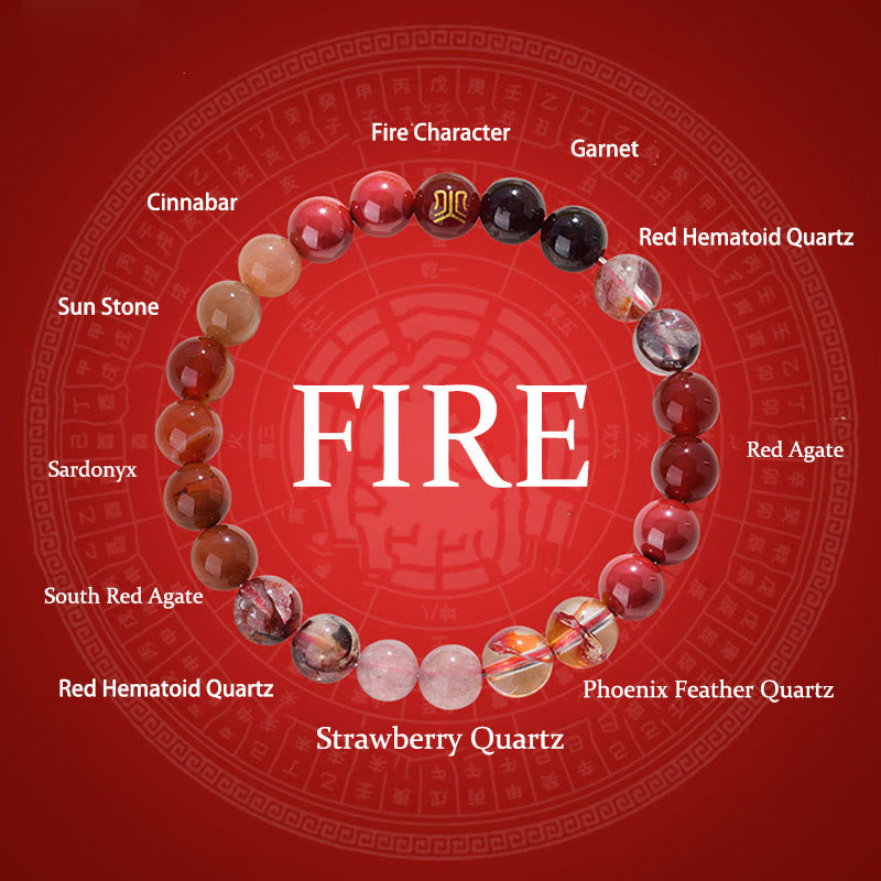 Five Elements Various Agate Crystal Rutilated Quartz Tiger Eye Yellow Agate Citrine Luck Bracelet