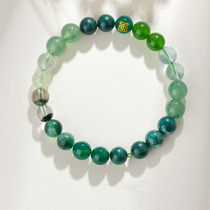 Five Elements Various Agate Crystal Rutilated Quartz Tiger Eye Yellow Agate Citrine Luck Bracelet