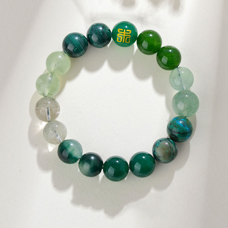 Five Elements Various Agate Crystal Rutilated Quartz Tiger Eye Yellow Agate Citrine Luck Bracelet