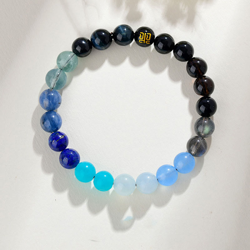 Five Elements Various Agate Crystal Rutilated Quartz Tiger Eye Yellow Agate Citrine Luck Bracelet
