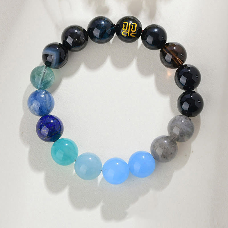 Five Elements Various Agate Crystal Rutilated Quartz Tiger Eye Yellow Agate Citrine Luck Bracelet