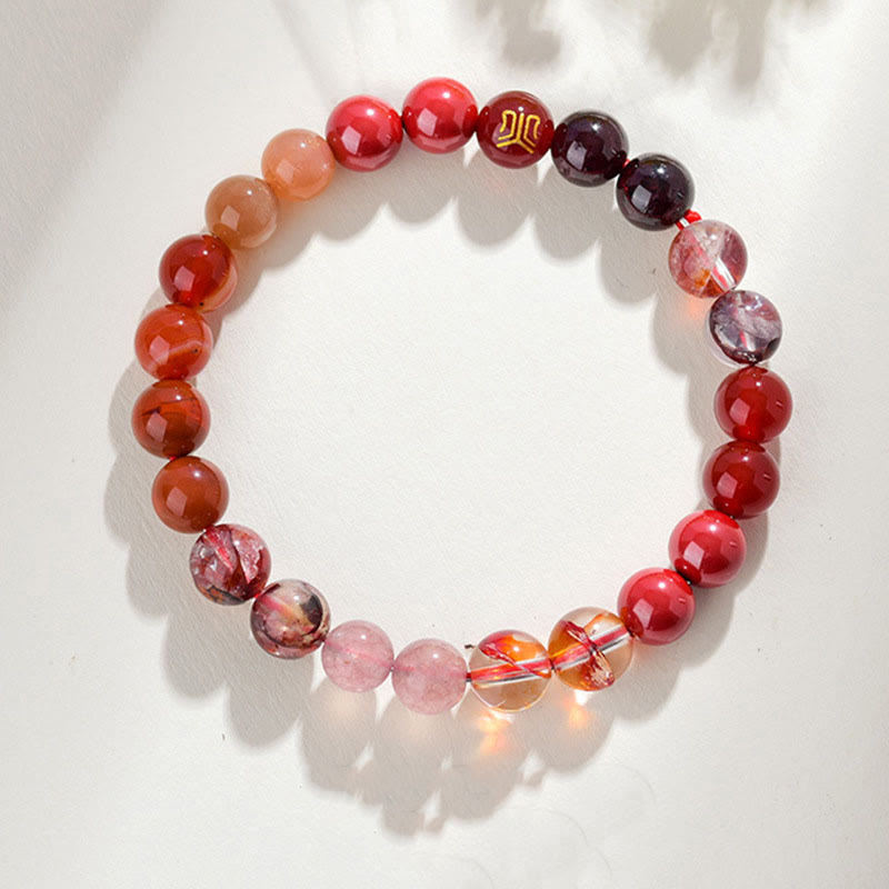 Five Elements Various Agate Crystal Rutilated Quartz Tiger Eye Yellow Agate Citrine Luck Bracelet