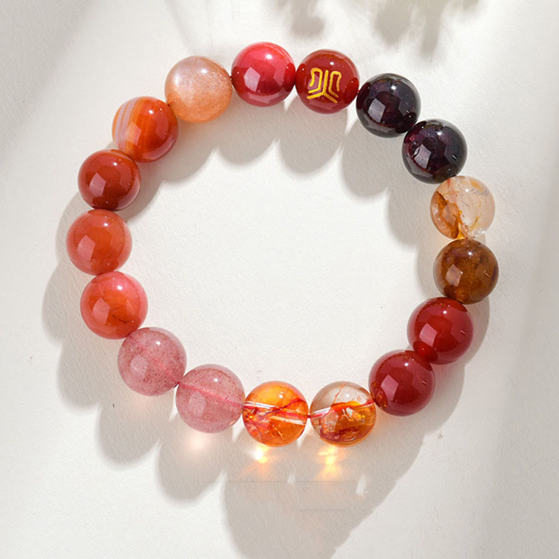 Five Elements Various Agate Crystal Rutilated Quartz Tiger Eye Yellow Agate Citrine Luck Bracelet