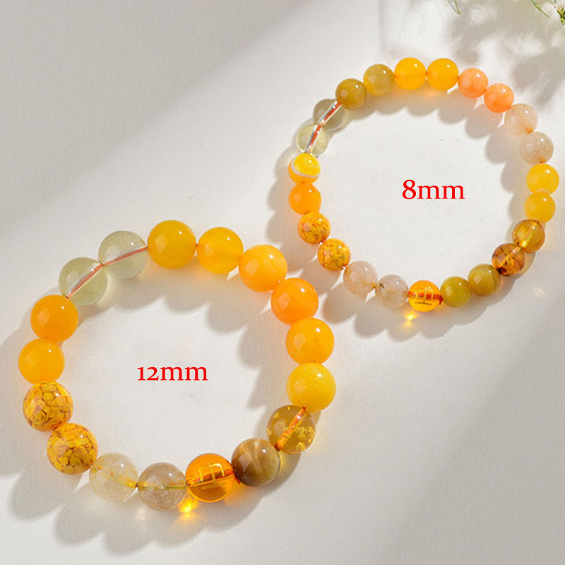 Five Elements Various Agate Crystal Rutilated Quartz Tiger Eye Yellow Agate Citrine Luck Bracelet