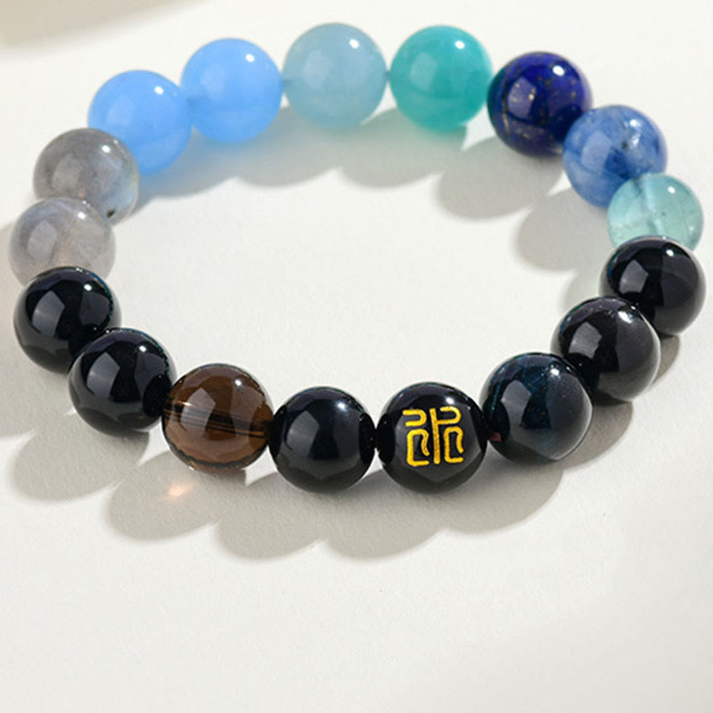 Five Elements Various Agate Crystal Rutilated Quartz Tiger Eye Yellow Agate Citrine Luck Bracelet
