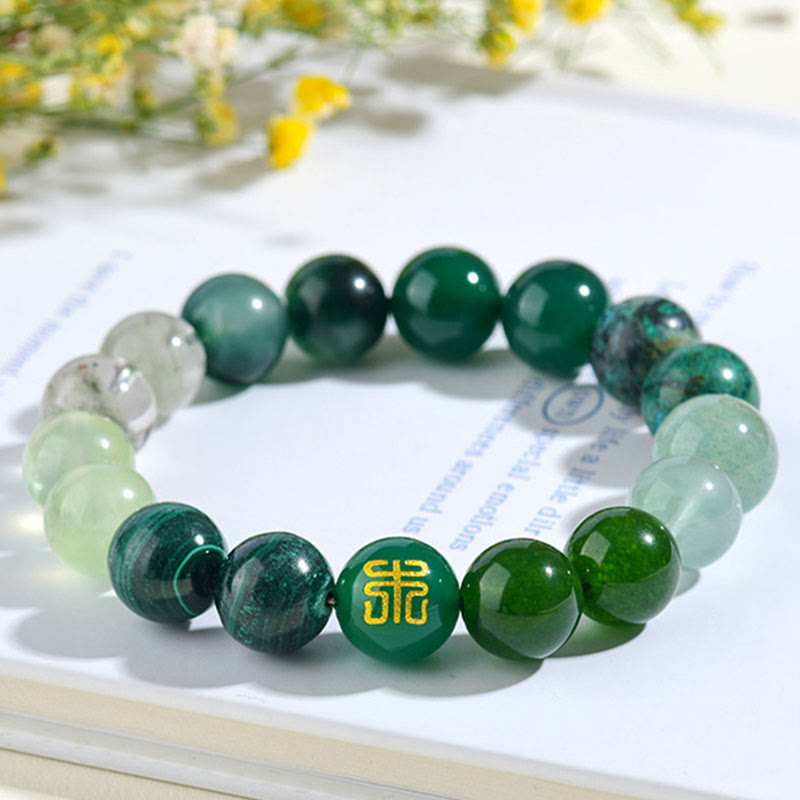 Five Elements Various Agate Crystal Rutilated Quartz Tiger Eye Yellow Agate Citrine Luck Bracelet