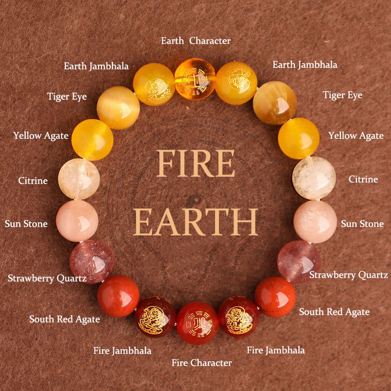 Five Elements Various Agate Crystal South Red Agate Strawberry Quartz Sun Stone Citrine Luck Bracelet