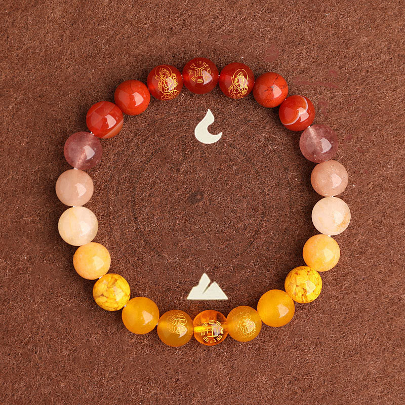 Five Elements Various Agate Crystal South Red Agate Strawberry Quartz Sun Stone Citrine Luck Bracelet