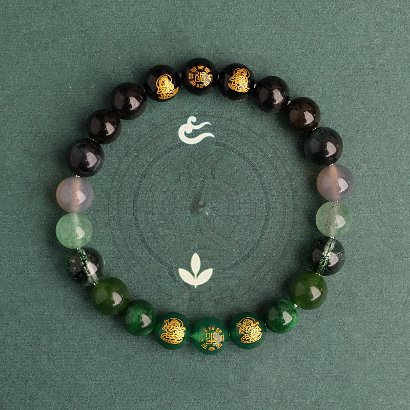 Five Elements Various Agate Crystal South Red Agate Strawberry Quartz Sun Stone Citrine Luck Bracelet