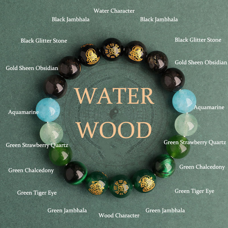 Five Elements Various Agate Crystal South Red Agate Strawberry Quartz Sun Stone Citrine Luck Bracelet
