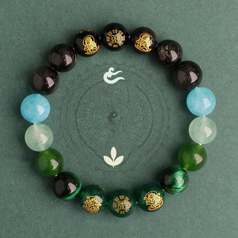 Five Elements Various Agate Crystal South Red Agate Strawberry Quartz Sun Stone Citrine Luck Bracelet
