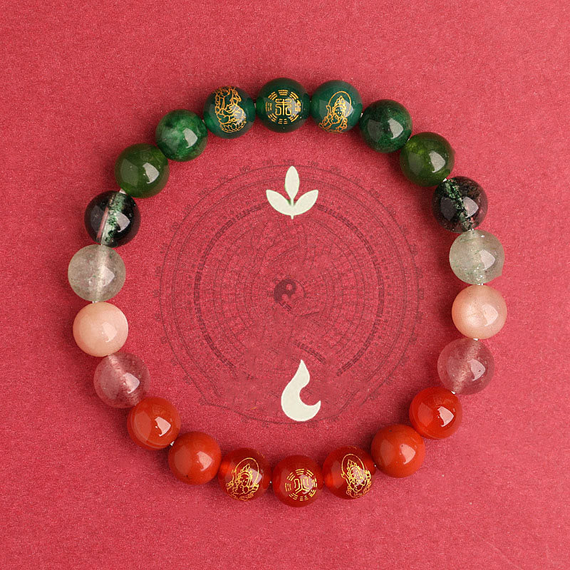 Five Elements Various Agate Crystal South Red Agate Strawberry Quartz Sun Stone Citrine Luck Bracelet