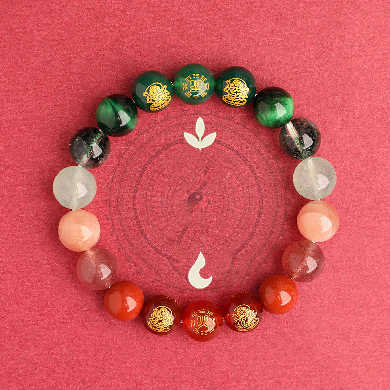 Five Elements Various Agate Crystal South Red Agate Strawberry Quartz Sun Stone Citrine Luck Bracelet
