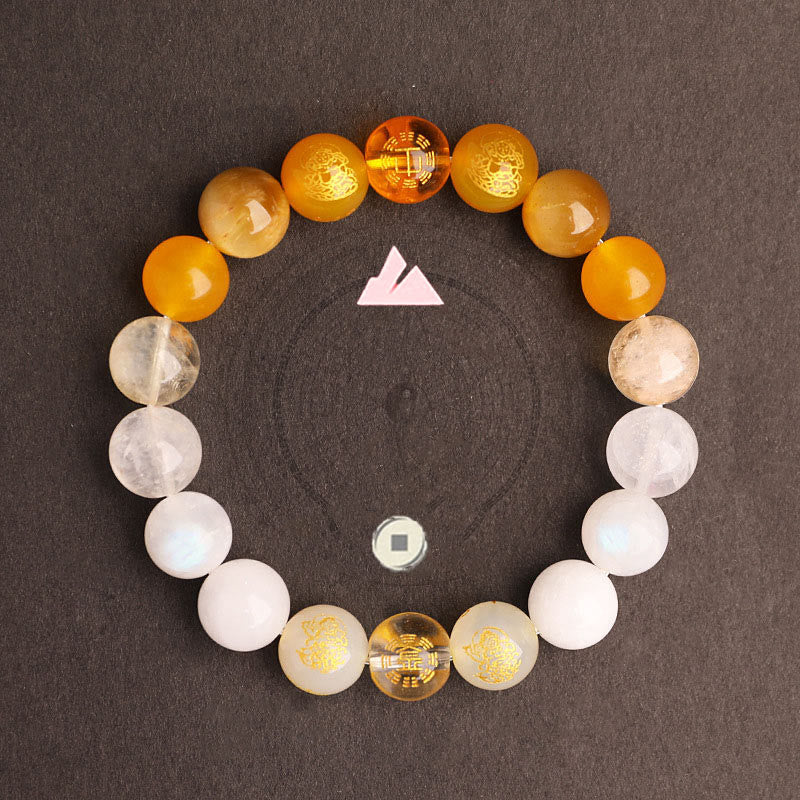 Five Elements Various Agate Crystal South Red Agate Strawberry Quartz Sun Stone Citrine Luck Bracelet