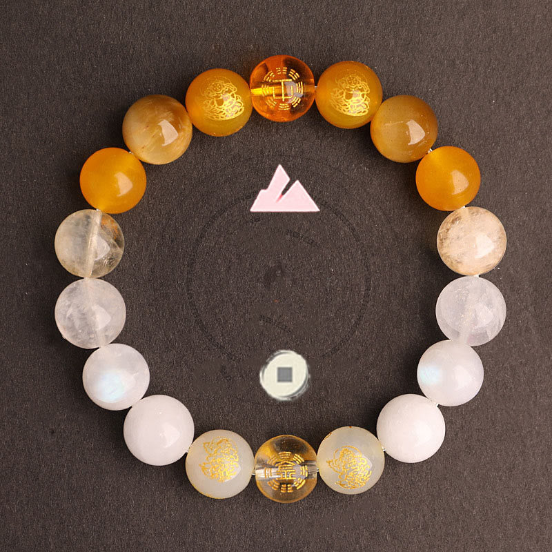 Five Elements Various Agate Crystal South Red Agate Strawberry Quartz Sun Stone Citrine Luck Bracelet