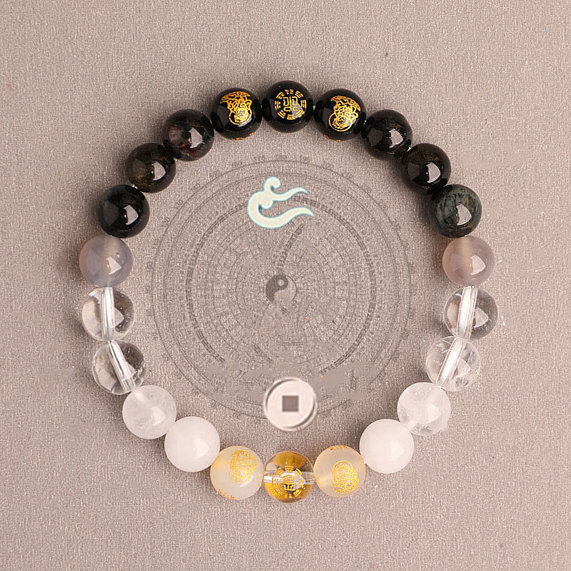 Five Elements Various Agate Crystal South Red Agate Strawberry Quartz Sun Stone Citrine Luck Bracelet