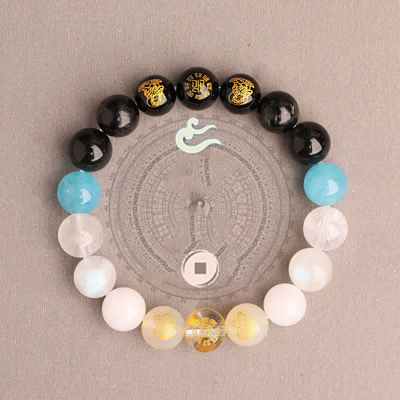 Five Elements Various Agate Crystal South Red Agate Strawberry Quartz Sun Stone Citrine Luck Bracelet