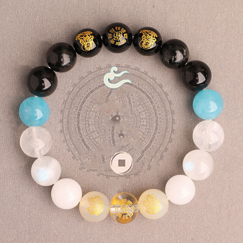 Five Elements Various Agate Crystal South Red Agate Strawberry Quartz Sun Stone Citrine Luck Bracelet
