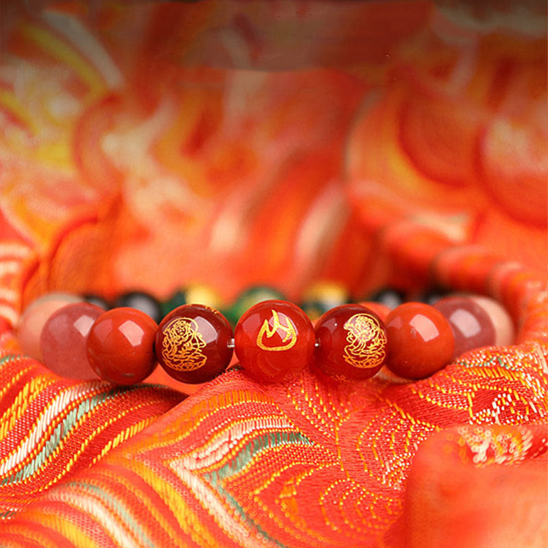 Five Elements Various Agate Crystal South Red Agate Strawberry Quartz Sun Stone Citrine Luck Bracelet