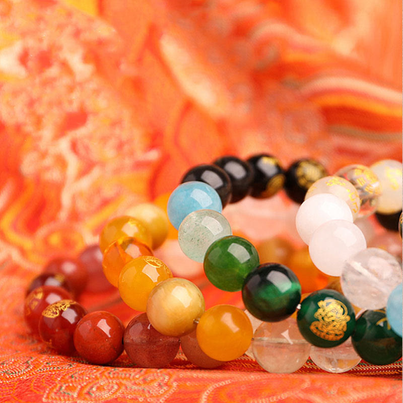 Five Elements Various Agate Crystal South Red Agate Strawberry Quartz Sun Stone Citrine Luck Bracelet