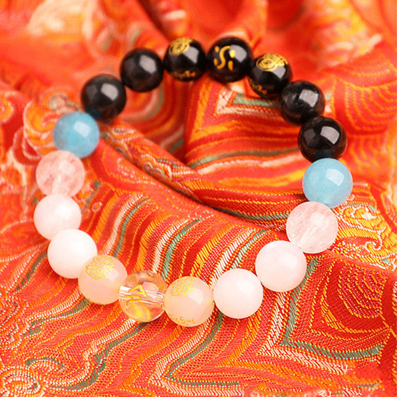 Five Elements Various Agate Crystal South Red Agate Strawberry Quartz Sun Stone Citrine Luck Bracelet