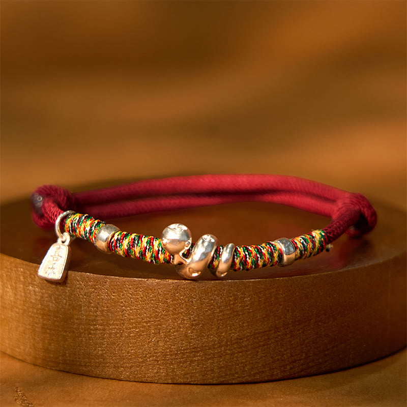 999 Sterling Silver Year Of Snake Red String Happiness Protection Braided Bracelet