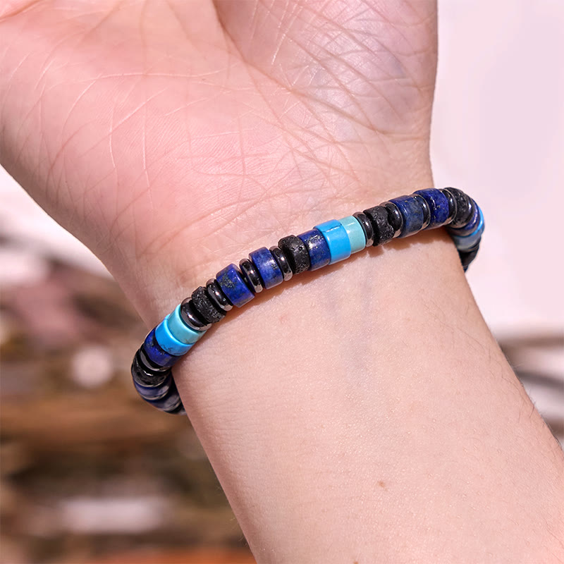 Hematite Turquoise Lazurite Lava Rock Black Glitter Stone Support Bracelet