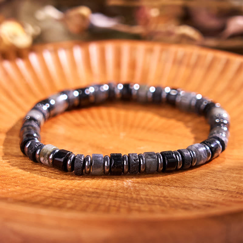 Hematite Turquoise Lazurite Lava Rock Black Glitter Stone Support Bracelet