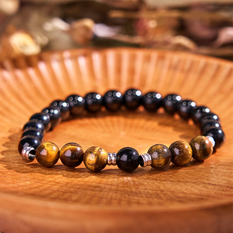 2Pcs Hematite Tiger Eye Blue Tiger Eye Powerful Bracelet Set