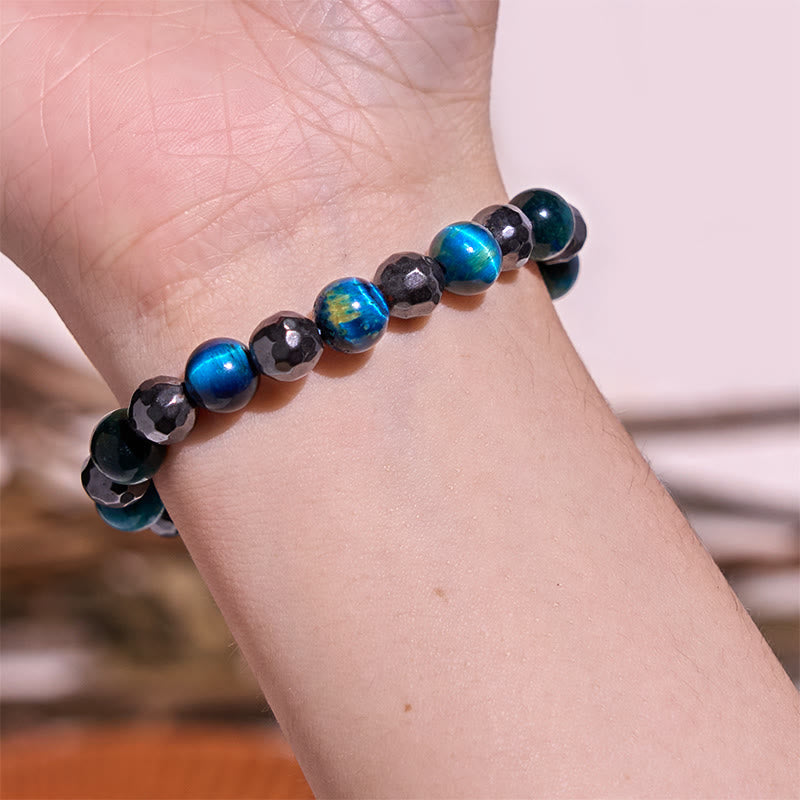 2Pcs Hematite Tiger Eye Blue Tiger Eye Powerful Bracelet Set