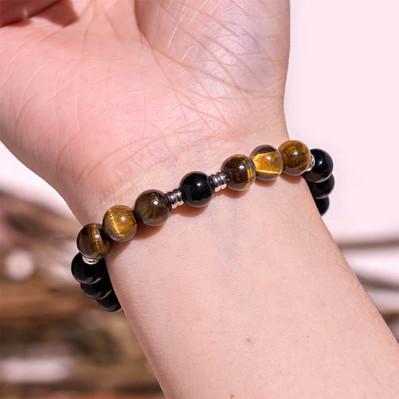 2Pcs Hematite Tiger Eye Blue Tiger Eye Powerful Bracelet Set